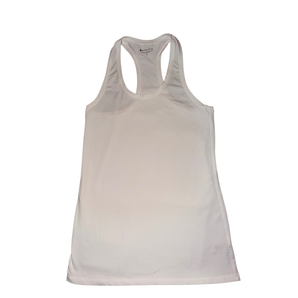 Athleta White Racerback Active Tank Top Women Small Yoga Running Gym Workout